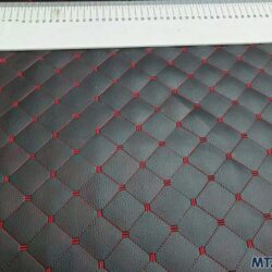 Кожзам чорний (червона стібка) на синтепоні 1.4х1м
