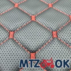 Кожзам черный (красная стежка. ромб 40х45) псевдоперфорация на поролоне 1.4х1м