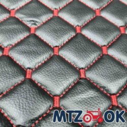 Кожзам чорний (червона стібка. ромб 40х45) на поролоні 1.4х1м