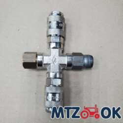 Переходник на ресивер МТЗ с/о d=14 (на 2 шланга) с 2 быстросъемами на пневмо сиденье и пистолет продувочный